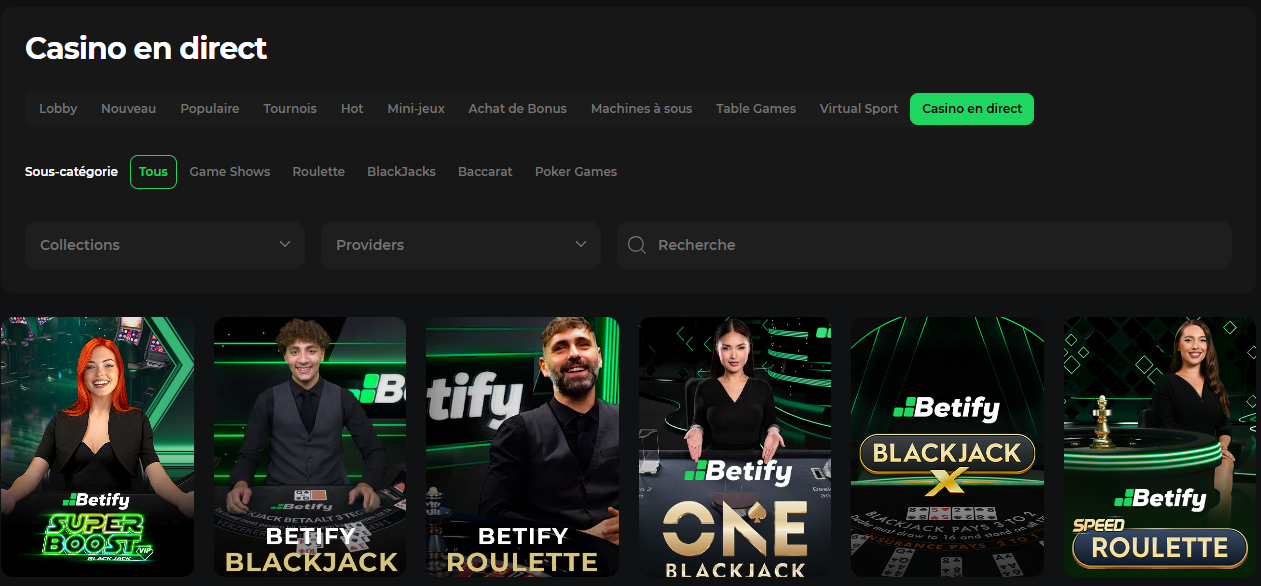 Betify casino en direct